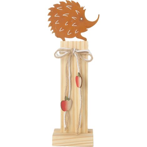 TrendLine Deko Aufsteller Igel Metall/Holz 10 x 5 x 28 cm natur