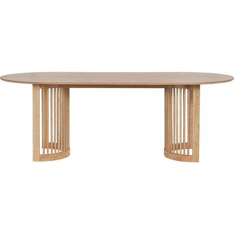 Table à manger 8 personnes placage chêne et bois d'hévéa - Naturel - NELIRAM (1/4)