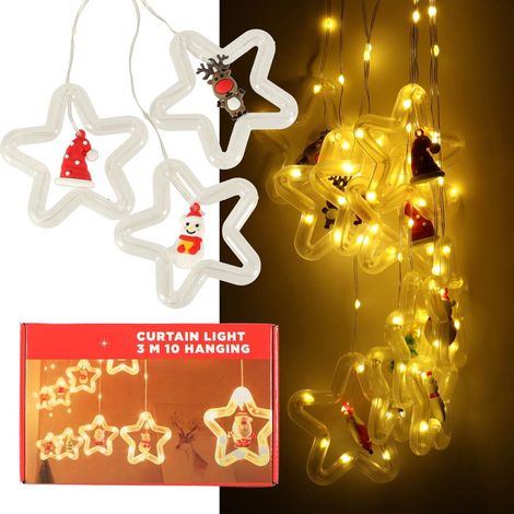 Cortina de luces LED con figuras 3m 125LED blanco cálido