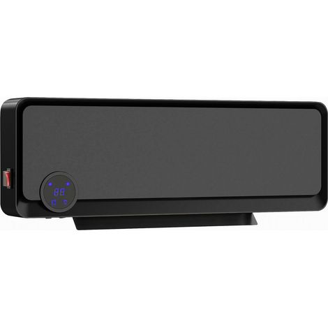 Chauffage mural électrique 1000 W/2000 W avec affichage LED. étanchéité IPX2 et télécommande. 56 x 11.7 x 18.5 cm. noir (1/5)