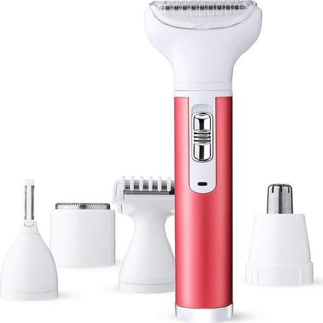 SQCLV Épilatrice Femme 5-en-1, Rasoir Électrique Rechargeable Sans Douleur pour Maillot, Nez, Aisselles, Sourcils et Visage, Tondeuse Intime (1/4)