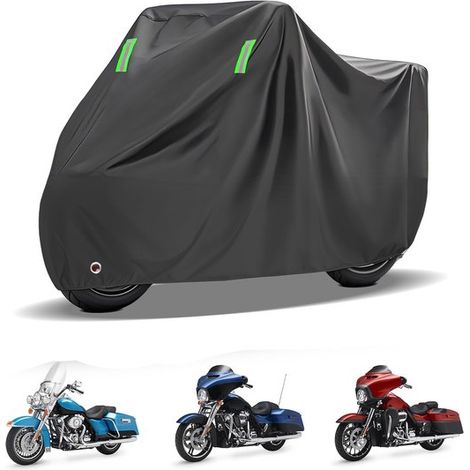 Funda para motocicleta, Impermeable, Protección contra la lluvia y el polvo, Protección UV, Protección contra la nieve, 245105125 cm, Negra (1/5)