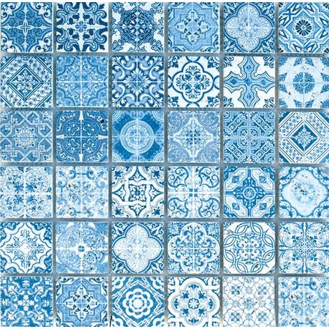 Banyo – Mosaïque travertin décoré 48x48mm – Plaque 305x305mm – Épaisseur 10mm – Mur et sol salle de bain
