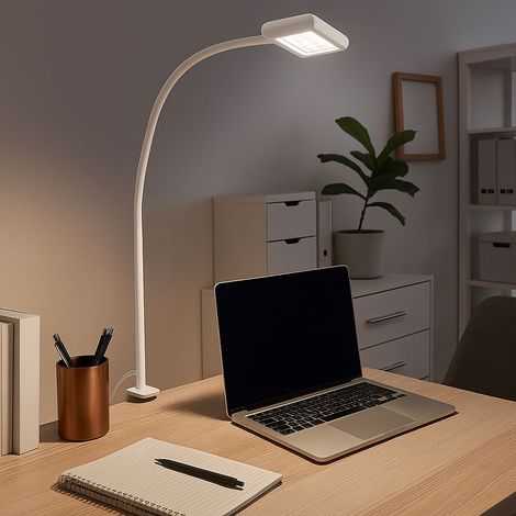 Lampada a LED a morsetto da tavolo lampada da tavolo regolabile bianca, metallo, 1x LED 7,5 W 800lm bianco freddo, LxH 23x80,5 cm