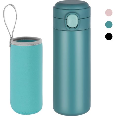 Gourde Isotherme, 450ML Bouteille Isotherme en Acier Inoxydable, Gourde Inox, Tasse pour Eau Chaude avec Indicateur de Température à Ecran LED, Bouteille D'eau Lsotherme, Tasse De Voyage (1/5)