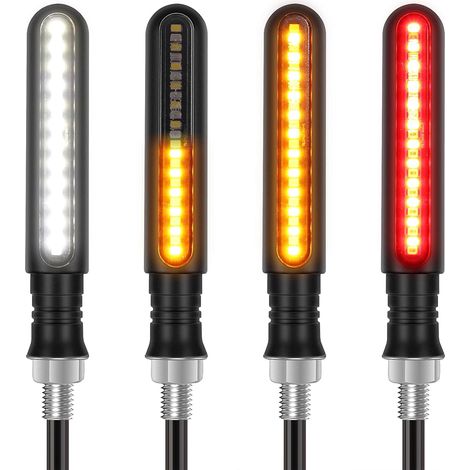 4PCS Indicateurs De Moto,LED Fluide,Ambre Blanc Rouge,Universel 12V,Scooter Quad Cruiser