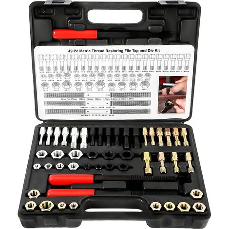 49pcs Thread Hunter, Thread Master Kit, UNC UNF Thread Repair Tool and Metric Thread Restoration Tool, Thread Repair Kit with 22 Taps, (1/5)