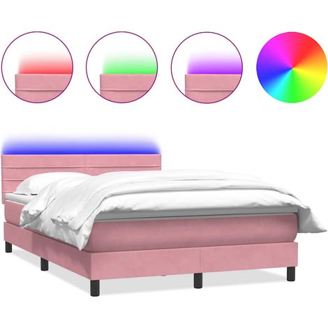 Maison Exclusive - Boxspringbett mit Matratze & LED Rosa 140x220