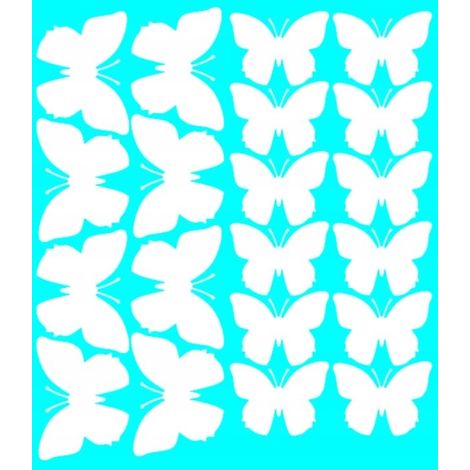 Grands autocollants muraux papillons, 20 pièces, blanc brillant