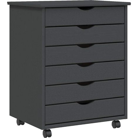 Meubles de Rangement,Armoire roulante avec tiroirs MOSS gris bois de pin solide CFW232453 (1/5)