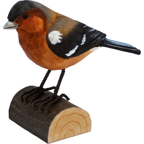 Pinson des arbres sur bûchette de bois