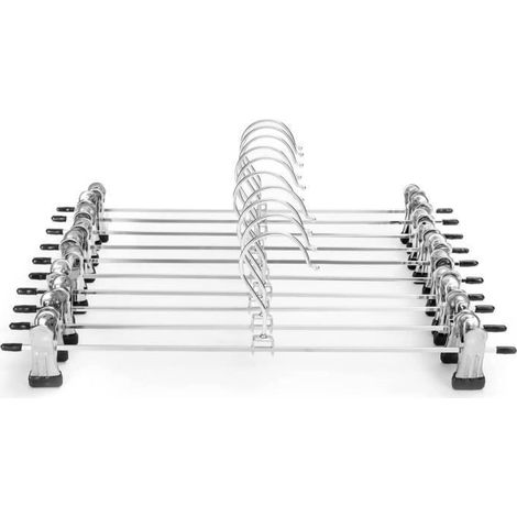 Lot de 10 cintres, métal, clip antidérapant, réglable, 35 cm, pour jupes et pantalons (1/4)