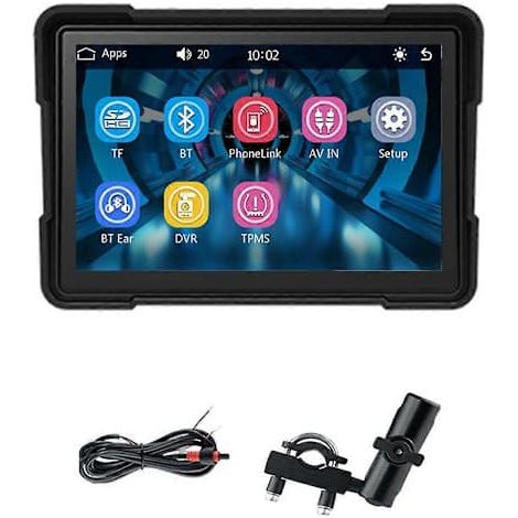 Ecleanfy - Écran portable Bluetooth 5 pouces pour moto, navigation GPS, étanche IP67, sans fil, compatible CarPlay et Android (1/5)