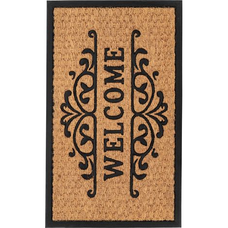Paillasson coco caoutchouc antidérapant absorbant beige - 75 x 45 cm (1/5)