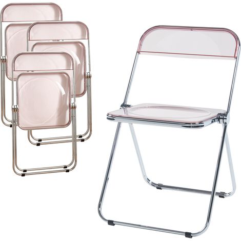 Klappstuhl Pornainen 4er Set Rosa, transparent [en.casa]