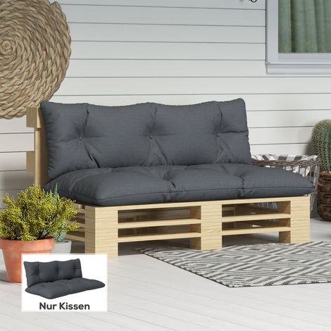 Ensemble de 2 coussins pour mobilier de jardin, résistant aux intempéries, capitonnés, 120 x 60 x 15 cm, gris (1/5)
