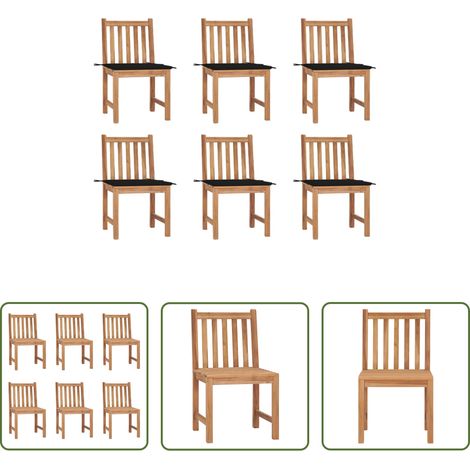 Holzstühle Garten - Gartenstühle 6 Stk. mit Kissen Massivholz Teak (1/5)