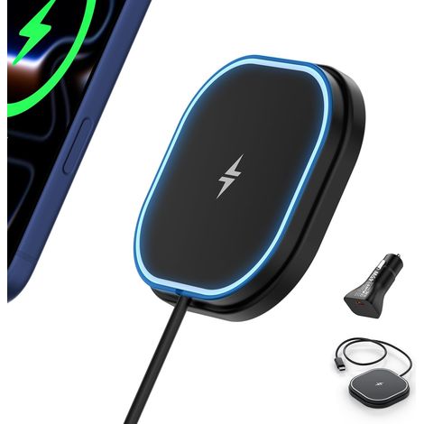 25W Magnetic Wireless Charger for Car Fast Wireless Charger Suction Cup Base Compatible with 17 16 15 14 13 12 (1/5)