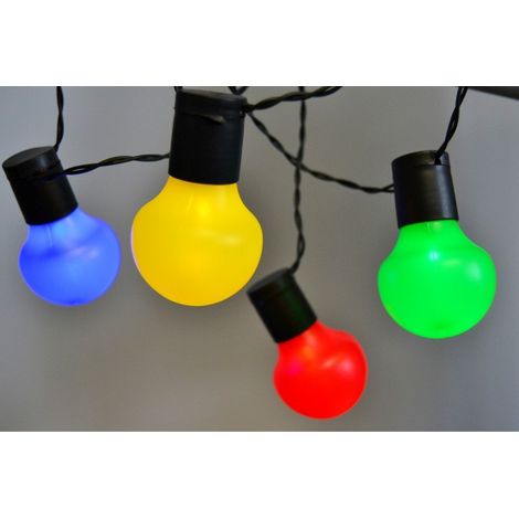 LED Party-Lichterkette 10 m, mit 20 Birnen bunt für innen und außen (1/3)