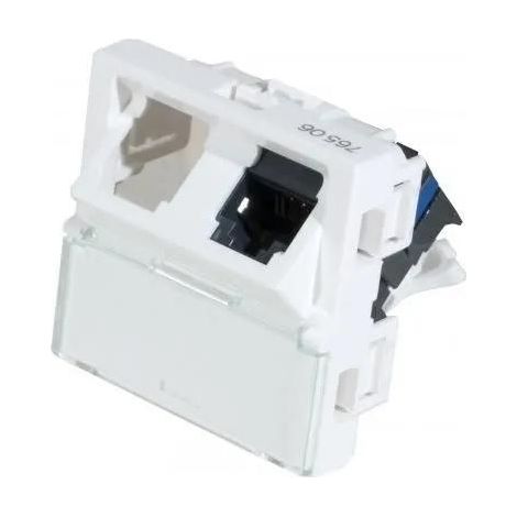 Legrand Plastrón Mosaic 45x45 inclinado blanco 2 puertos RJ45