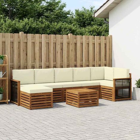 vidaXL Outdoor-Sofagarnitur mit Kissen 7 pcs Natur und Creme (1/5)