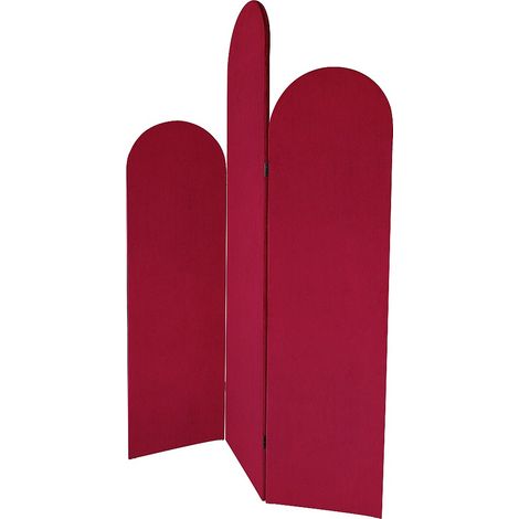 Paravento asimmetrico 3 pannelli in velluto L. 120 x H. 180 cm Rosso - CARMIDA