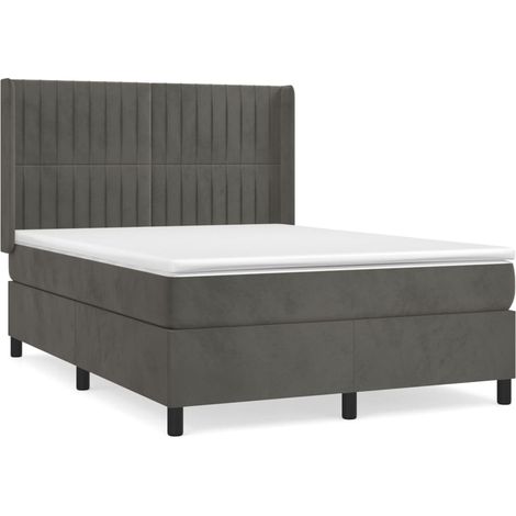 Maison Exclusive - Giroletto a Molle con Materasso Grigio Scuro 140x200 cm Velluto (1/5)