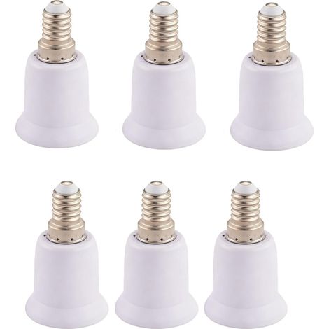 E14 vers E27 Adaptateur de Douille, Convertisseur de Culot pour Ampoules LED, Incandescentes et Halogènes, Matériau PBT Résistant au Feu, pour Divers Types d'Éclairage,6 Pièces (1/5)
