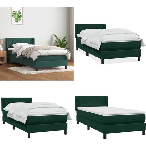 vidaXL Boxspringbett mit Matratze Dunkelgrün 80x220 cm Samt (1/5)