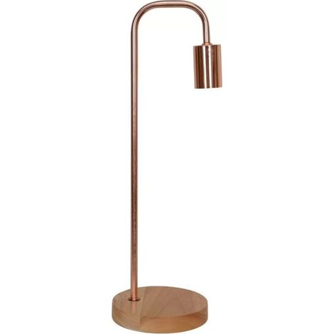 Opjet 010388 – Stehlampe „Brook“ Ø15x49cm – Metalloberfläche mit Kupferbeschichtung – Sockel aus Holz