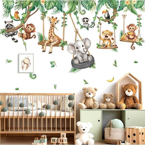 Stickers Muraux Animaux Jungle Feuille Autocollant Mural Safari (1/5)