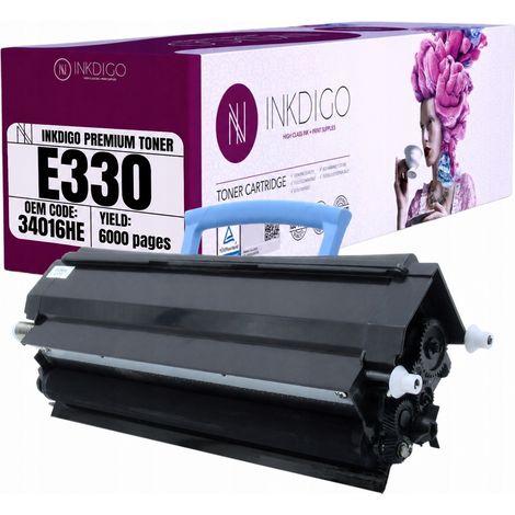 Toner Inkdigo 34016HE compatible avec les imprimantes Lexmark E330, E340, E342N, E332 et E342TN, certifié TÜV. (1/5)