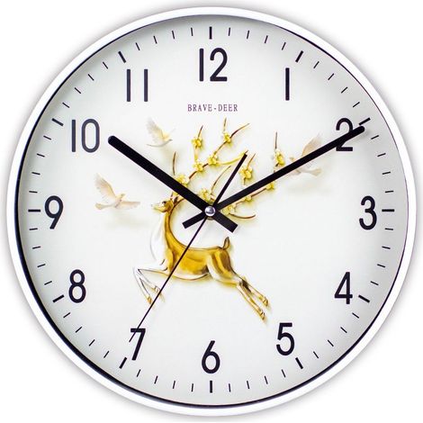 Horloge cerf doré 30cm Horloge murale de salon Horloge moderne simple (1/3)