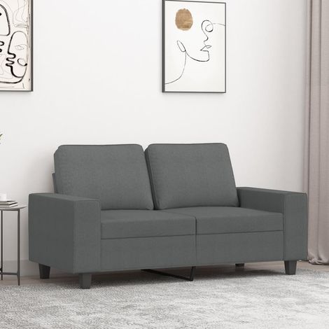 Canapé à 2 places Gris foncé 120 cm Tissu (1/5)