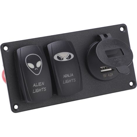 Plateforme de montage à double interrupteur pour voitures, plateforme d'interrupteur portable pour voitures, bateaux, camping-cars, 12/24 V (1/5)