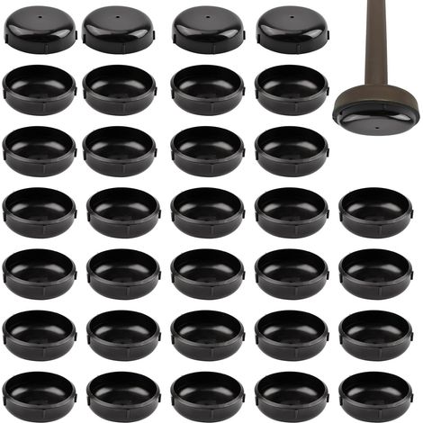 BEBUSINGOTO Set mit 32 runden Stuhlbeingleitern, 3,8 cm, aus Schmiedeeisen, mit kratzfestem Kunststoff zum Schutz des Bodens (schwarz) (1/5)