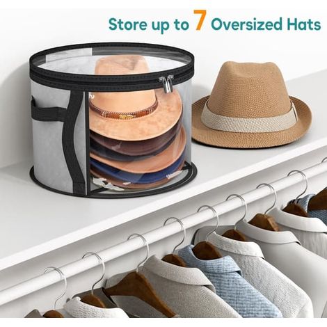 Hattlåda - Forvaring Runda Lådor Hopfällbar Stapelbar Organizer Basebollkeps pour upp jusqu'à 7 hattar parfait pour votre garderob Grayyu