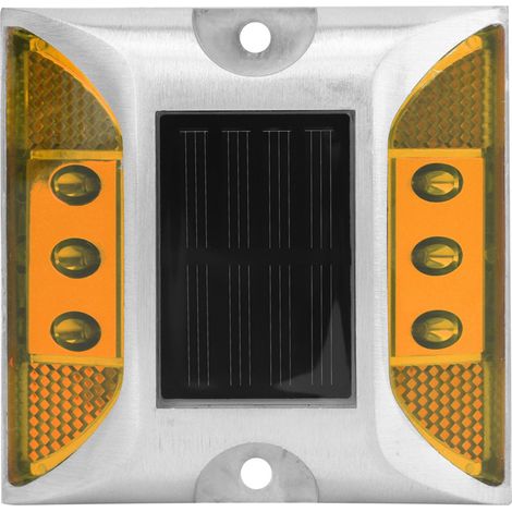 Lampes de signalisation solaires LED étanches à piquet pour allée, route ou autoroute, jaune (1/5)