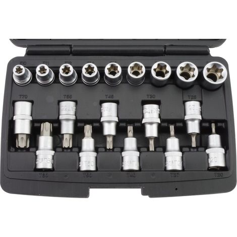 SET BUSSOLE E PUNTE PER VITI TORX 19pz ATTACCO 1/2" INTERNE E ESTERNE (1/2)