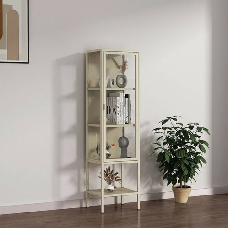 Dmora – Vitrine Laces meuble d'exposition 3 étagères – Dimensions 35x42x160 cm – Métal peint et verre – Pour rangement vaisselle et objets décoratifs - 35x42x160h (1/5)