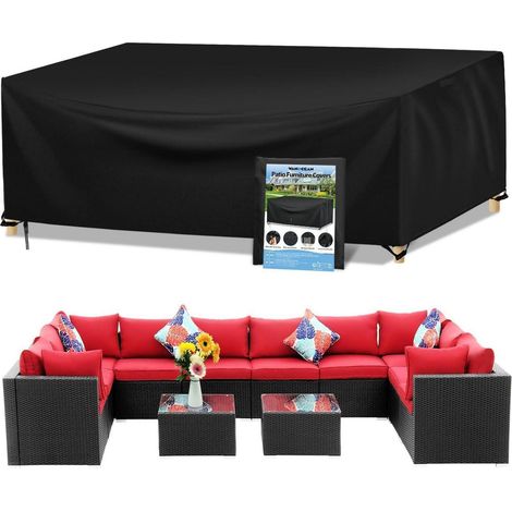 Gartenmöbel Abdeckung 300x300x98cm, Wasserdicht, 420D Oxford, UV-Schutz, Rechteckig (1/5)