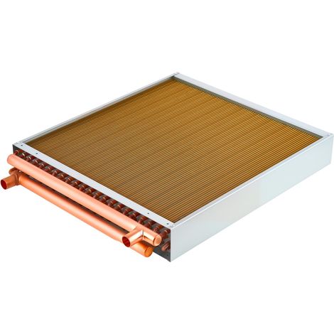Mophorn Échangeur de chaleur à ailettes 559x559 mm, système air-eau CVC, tubes en cuivre et ailettes en aluminium, capacité thermique de 55,6 kW, adapté aux systèmes de chauffage hydronique (1/5)