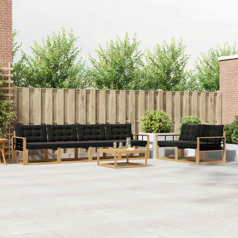 vidaXL Outdoor-Sofagarnitur 7 pcs Weiß und Schwarz 79 x 79 x 37 cm (1/5)
