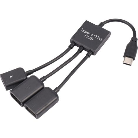 USB 3.1 Type C maschio verso 2 dual USB A 2.0 femmina + micro-USB femmina 3 in 1 OTG hub