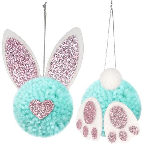 Garniture Murale Lapin De Pâques - Fesses Et Oreilles En Peluche - Décoration Printemps Pour Intérieur Et Fêtes - Lot De 2 (1/4)