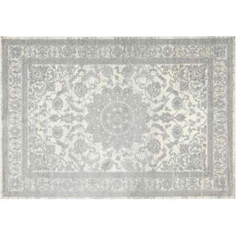 Tapis d'intérieur rectangle en coton tissé à motif "Persan" - Gris - 68 x 110 cm - Livraison gratuite (1/3)