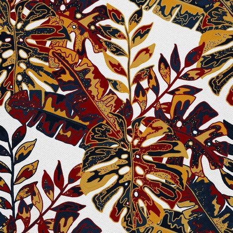 Tela decorativa para exteriores tipo oxford - motivo de hojas en colores otoñales I DX326 (1/5)