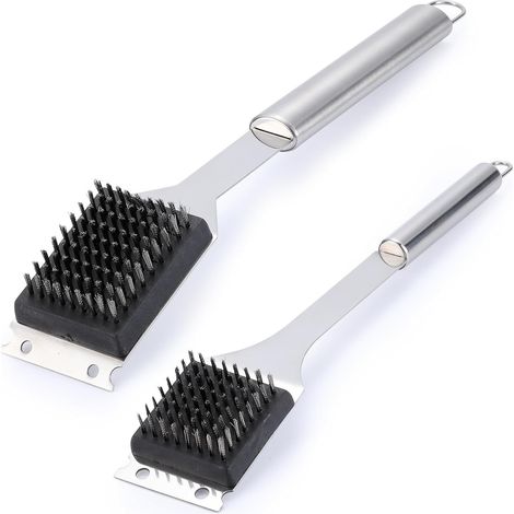 16,5 Zoll und 14 Zoll lange Draht-Grillbürsten und -Schaber, geeignet für Grills im Freien.