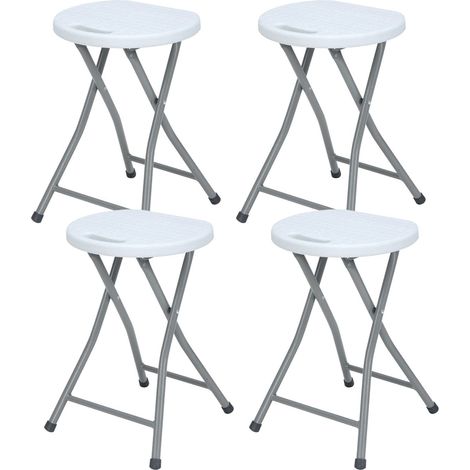 Pack 4 Taburetes Plegables de Resina y Acero 31x45cm Blancos 7house (1/7)