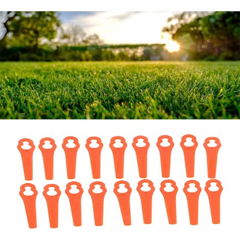 100 orangefarbene Kunststoff-Rasenmähermesser für Garten, Rasen und Sträucher, kürbisförmig, L83, Lochdurchmesser 12 x 7 mm (1/5)